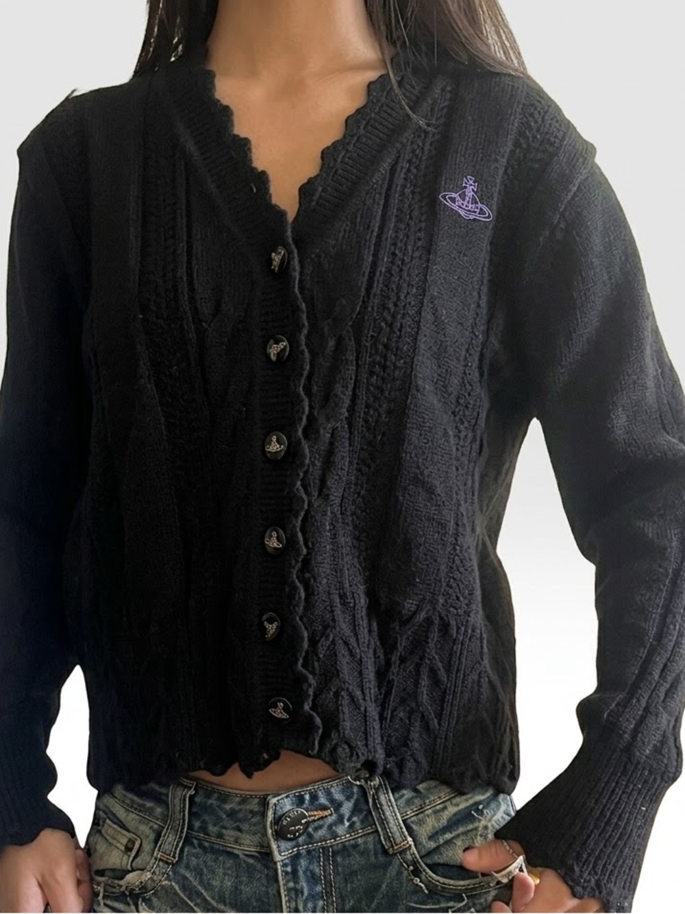 Vivienne Westwood Anglomania Cable Knit Design Bea Cardigan, Size 38, EUC 🪐